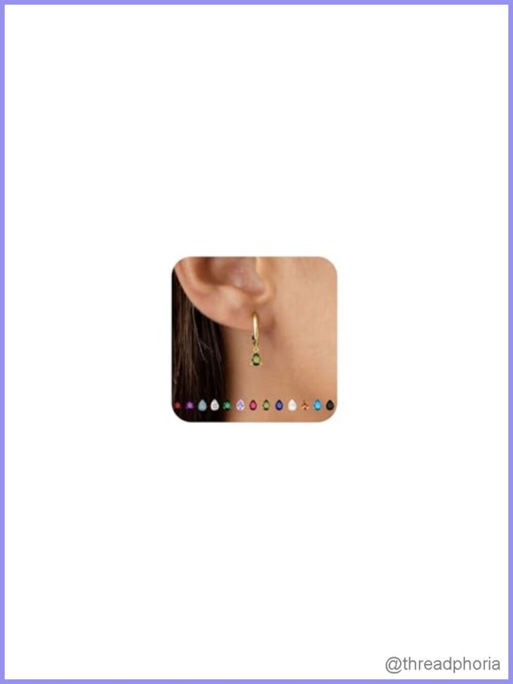 14K Gold Plated Huggie Hoop Earrings with Cubic Zirconia Birthstone,
